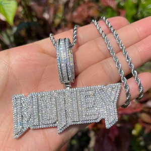 Customize Letter Pendant Moissanite Baguette Cut 925 Silver Hip Hop Men's Charms Iced Out Everyday Wear Pendant Two Tone Pendant - Product Image 3