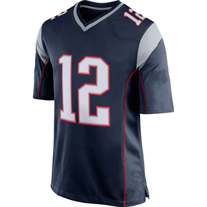 Maillot de football américain bleu marine de qualité supérieure, col en V, manches courtes, imprimé, séchage rapide, 100% polyester, t-shirt de sport personnalisé - Product Image 2