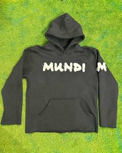 Sudadera con Capucha Oversize Personalizada OEM de Felpa Francesa Gruesa con Apliques Bordados Desgastados para Hombre, Estilo Urbano - Product Image 1