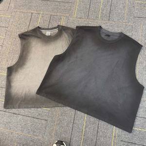 T-shirts sans manches unisexes surdimensionnés de qualité supérieure personnalisés, pour adultes, vente en gros, 300 g/m², effet délavé soleil. - Product Image 1