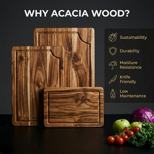 Heavy-Duty Solid Wood Eco-Friendly Cutting Board <b>Set</b> 3-Piece Non-Toxic Dishwasher Safe Kitchen Chopping Boards Deep Juice - Product Image 3