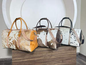 Nueva Llegada, Bolsos de Viaje de Cuero Repujado con Pelo Natural, Bolsos de Fin de Semana de Gran Capacidad, Alta Calidad, Gran Venta, Unisex - Product Image 5