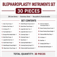 Ensemble de 30 instruments de blepharoplastie en acier inoxydable allemand pour micro-chirurgie ophtalmique et chirurgie plastique