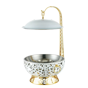 Plat à chafing en acier inoxydable noir avec finition colorée, forme ronde, pour buffet, usage domestique, hôtelier et en restauration - Product Image 6