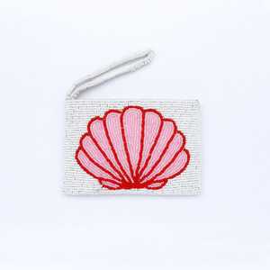Handmade Beaded Shell Clutch <b>Purse</b> Rectangular Shape Cotton Embroidery Craft White <b>Pink</b> Red Design - Product Image 2