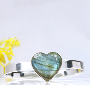Top Natural Labradorite Heart Shape <b>Bracelet</b> 925 Sterling <b>Silver</b> Plated Adjustable <b>Cuff</b> <b>Bracelet</b> for Women Handmade Jewelry - Product Image 6
