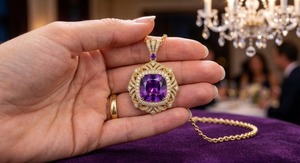 Colgante Cristiano de Amatista Natural con Cadena de Plata 925 Chapada en Oro de 14k, Diseño Europeo, Joyería Minimalista - Product Image 5