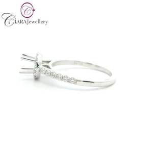 18K AU750 CLASSIQUE HALO OR BLANC VRAI DIAMANT NATUREL FORME RONDE 0.25CT BAGUE MONTAGE - Product Image 3