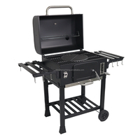 Barbecue XL au charbon de bois en acier thermolaqué avec chariot pour usage extérieur