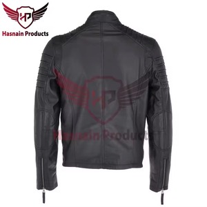 Chaqueta de Cuero Genuino Negra para Hombre, Corte Ajustado, Estilo Cafe Racer, Motociclista, Piel de Vacuno, Hombros Acanalados, Clásica, Personalizada, Cálida para Invierno - Product Image 2