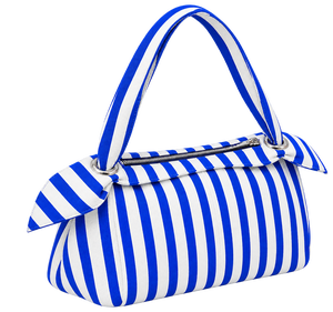 Sac à bandoulière rayé pour femme avec nœud décoratif, fermeture ouverte, style décontracté, utilisation quotidienne, portable, en toile, léger pour le voyage - Product Image 1