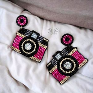 Elegant Handmade Embroidery Seed Beaded Trendy Wedding Hoop Earrings Summer Collection Festive Events Decorative Dangles Fashion - Product Image 3