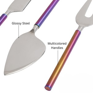 ชุดมีดชีสสแตนเลสสตีลเคลือบ PVD สีรุ้ง คุณภาพสูง พร้อมอุปกรณ์เสิร์ฟชีส - Product Image 4