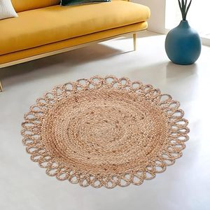 Eco Friendly Hand Braided Jute Cotton Area Rugs Non-Slip Custom Thick <b>Floor</b> Carpet Living Room Exercise Camping Prayer Hand Wash - Product Image 1