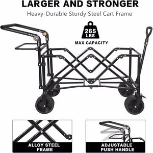 Carrello Pieghevole Robusto con Tettuccio Rimovibile, Ruote Grandi da 4 Pollici per Tutti i Terreni, Freno e Maniglia Regolabile per Uso in Spiaggia - Product Image 6