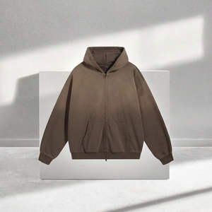 Sudadera con capucha de lujo personalizada, bordada, de felpa, 100% algodón, estilo urbano, vintage, oversize, con efecto lavado ácido y desgastado por el sol, con cremallera. - Product Image 6