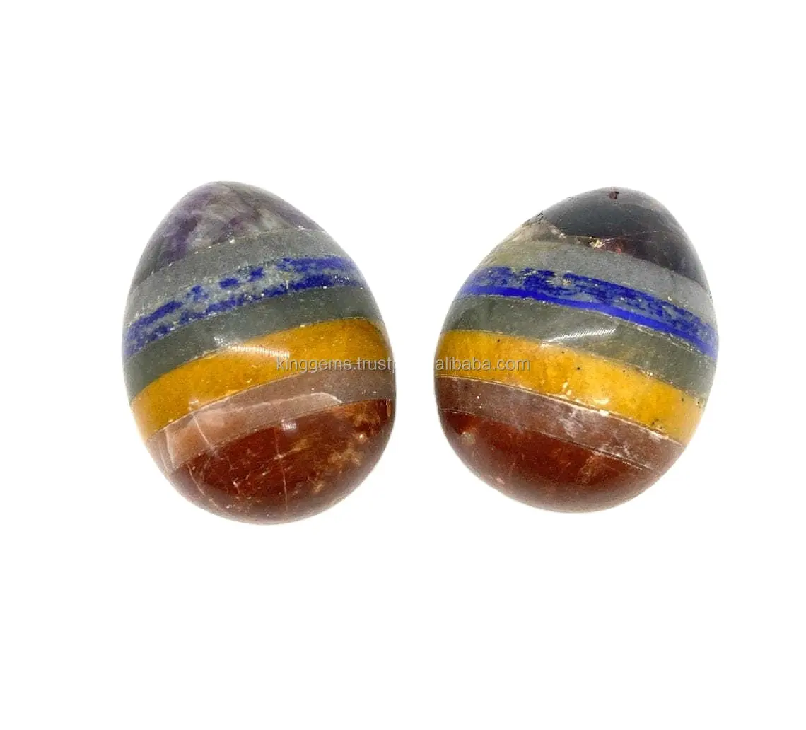 HERMOSAS PIEDRAS DE HUEVO DE SIETE CHAKRA UNIDAS: 7 CHAKRA PARA EL CONJUNTO DE CURACIÓN DE REIKI: CRISTALES DECORATIVOS DE SIETE CHAKRA HUEVOS COMPRAR DE KINGGEMS