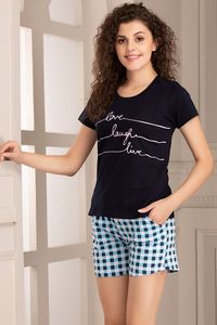 Falda pantalón a cuadros estampada para mujer, cintura elástica, informal, de punto, algodón transpirable, corte regular - Product Image 5