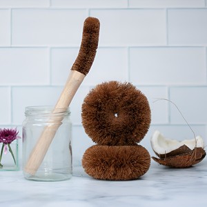 Bamboo Dish <b>Brushes</b> Natural Kitchen <b>Brush</b> Pans Pots Washing Sustainable Coconut Fiber Natural Coir Sponge Set - Product Image 6