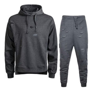Vente en gros de pulls pour hommes déchirés pulls unis vierges en détresse, survêtement 100% coton, éponge française, jogging, fitness, tenue décontractée - Product Image 1