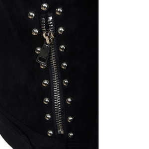Chaqueta de cuero genuino para mujer, estilo motero, negra, ajustada, estilo punk, con tachuelas metálicas, chaqueta de cuero para motocicleta. - Product Image 3