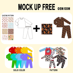 Benutzer definierte Weihnachts stickerei Mädchen Kittel Kleidung Sets OEM Rüschen Langarm Mit Hosen Für Geschwister Kleinkind Day Wear Outfits - Product Image 4