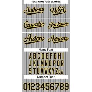 Camiseta de béisbol personalizada con botones a rayas, camiseta con nombre impreso, número para jóvenes/hombres/mujeres, rayas grises/negras/amarillo, talla - Product Image 1