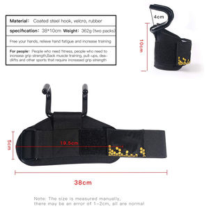 Gancho de agarre para levantamiento de pesas con soporte de neopreno para la muñeca, para entrenamiento en gimnasio, en negro y amarillo, el más vendido. - Product Image 2