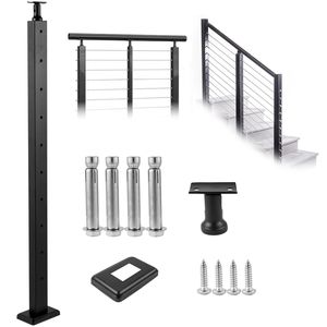 Palo per Ringhiera con Cavo 106,7 x 2,5 x 5 cm in Acciaio Inox Spazzolato per Ringhiere e Corrimano di Ponti e Scale - Product Image 1