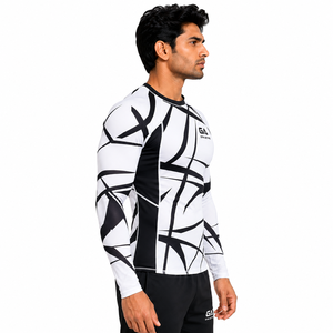 Camiseta Deportiva de Compresión para Hombre, Manga Larga, Secado Rápido, Diseño Sólido/Estampado, Ropa Deportiva Personalizada para Entrenamiento Físico - Product Image 1