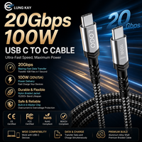 Cable de Datos LUNGKAY Personalizado USB3.1 Gen2 100W 20Gbps con Trenzado de Nailon, Carga Rápida 5A, Thunderbolt 4 USB Tipo-C, Longitud Personalizada para Computadora