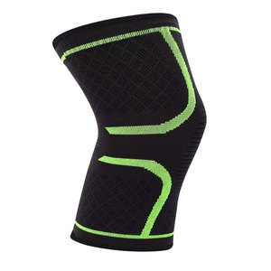 Genouillère noire avec surpiqûres vertes, soutien élastique de compression pour hommes, entraînement en salle de sport - Product Image 3