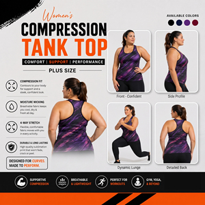 Customized Printed Plus Size Tank Top Women's Gym Wear Compression <b>Singlet</b> Top Ladies Base Layer Racerback Tank Tee - Product Image 5
