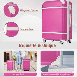 Bagaglio rigido con serratura TSA, valigia leggera espandibile da 28 "con ruote Spinner, bagaglio singolo Vintage, rosa - Product Image 5