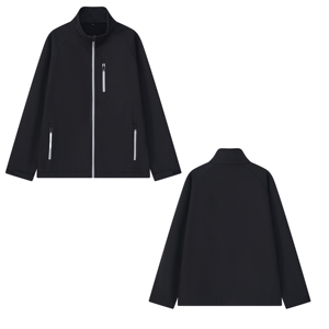 Men's Black Workwear Quilted Safari <b>Jacket</b> <b>Sailor</b> Collar Zipper Closure Pockets <b>Waterproof</b> Polyester Autumn Regular Fit Solid - Product Image 3