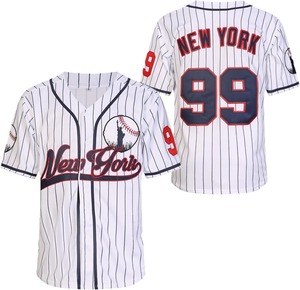 Bottond Pinstrip Polyester Mens Embroidery Canada America Baseball Uniform Set Custom Blank Black and <b>White</b> Jersey Baseball - Product Image 1