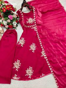 Conjunto de Vestido, Pantalón y Dupatta de Seda Elegante con Bordado y Lentejuelas de 5mm, Completamente Cosido, Moda Femenina - Product Image 6
