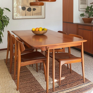 Ensemble de salle à manger minimaliste en bois, 6 chaises à dossier solide, meubles durables pour la salle à manger - Product Image 1