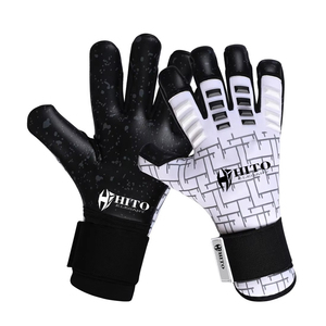 Gants de gardien de but en latex allemand noir et blanc, design personnalisé, coupe négative allemande 4 mm, doigts entièrement couverts - Product Image 5