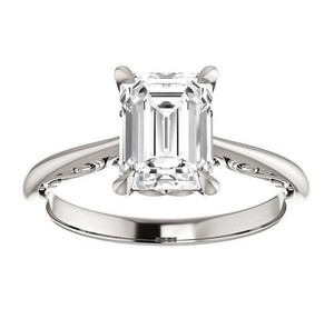 <b>Emerald</b> Cut Moissanite Luxury Certified <b>Ring</b> 925 Sterling <b>Silver</b> Gold Plated Engagement Wedding Bridal Solitaire Promise <b>Ring</b> - Product Image 1