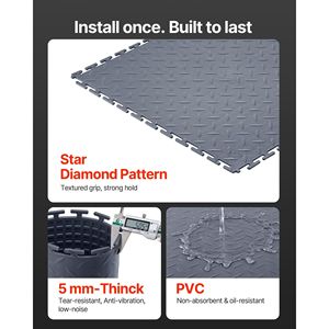 Set di 16 Piastrelle Modulari Incastrabili per Pavimenti di Garage 20,2 X 20,2 X 0,2 cm, Antiscivolo in Plastica con Superficie Diamantata - Product Image 3