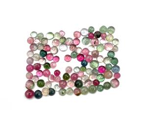 Tourmaline naturelle multicolore, cabochon rond, pierre précieuse en vrac, 10 carats, haute qualité, 3-5 mm, certifiée IGI pour la fabrication de bijoux - Product Image 2