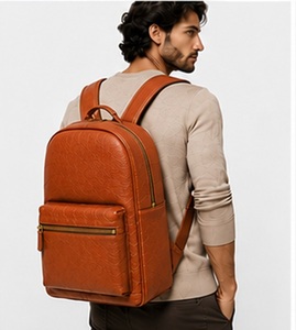 <b>Black</b> Genuine Leather Vintage Mens Business Travel Laptop <b>Backpack</b> <b>Waterproof</b> Anti-Theft Winter Polyester Zipper Portable - Product Image 2