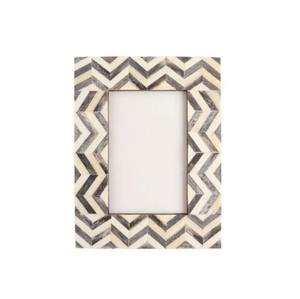Luxury Chevron Bone Inlay Photo <b>Frame</b> Handmade Grey and <b>White</b> Geometric Bone Mosaic Picture <b>Frame</b> Decorative Tabletop Display - Product Image 2