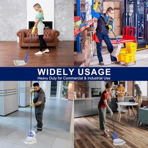 Loop End String Heavy Duty Commercial 59-Inch Cotton Wet <b>Mop</b> <b>Floor</b> 2 Extra <b>Mop</b> Heads Replacement Industrial <b>Mops</b> - Product Image 3