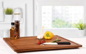 Grande planche à découper en bambou, épaisse et rectangulaire, pour la préparation des aliments en cuisine, légumes, viande, pain, fromage, service - Product Image 3