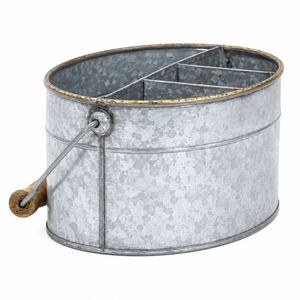 Eco-Friendly Galvanized Iron Flatware Organizer Vintage Tableware Cutlery Basket Heavy Duty Countertop Utensil Storage <b>Caddy</b> - Product Image 1