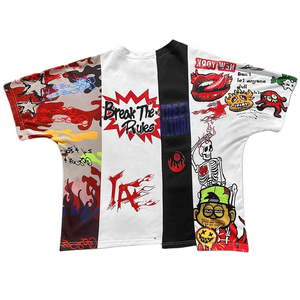 T-shirt streetwear pour homme, manches courtes, col rond, logo imprimé par sublimation sur le devant, coupe classique, anti-boulochage - Product Image 2