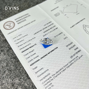 Diamant CVD en vrac D'vins Jewels prêt à être expédié, taille Marquise 10,13 ct, couleur D, pureté VVS2, cultivé en laboratoire, fantaisie légère, pour la fabrication de bijoux - Product Image 2