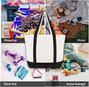 Minimalist Embroidered Fashion <b>Canvas</b> <b>Tote</b> Bag Large Capacity Waterproof Zipper Closure Solid Color Polyester Daily Autumn - Product Image 4